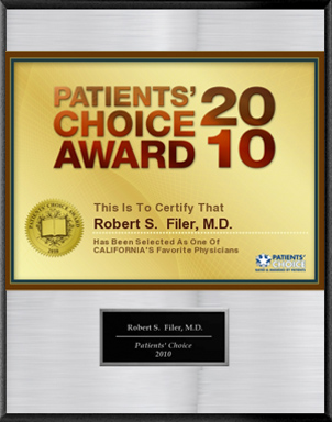 Dr. Filer Receives The 2010 Patients' Choice Award