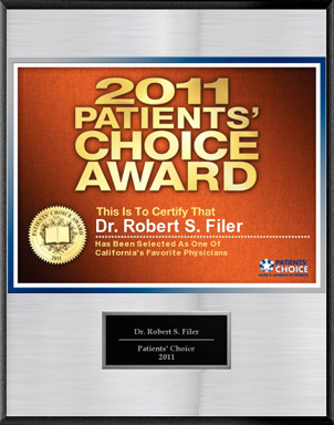 Dr. Filer Receives The 2011 Patients' Choice Award