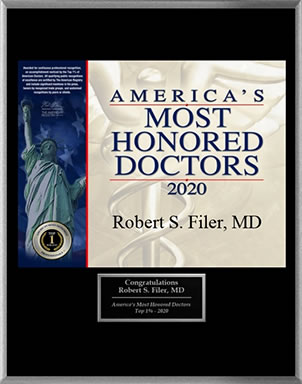 Dr. Filer Named One Of America’s Most Honored Doctors For 2020!