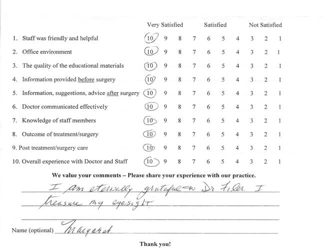 Eye Specialist Robert Filer Survey