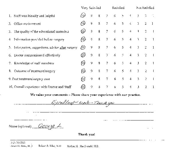 Robert Filer Eye M.D. Patient Review