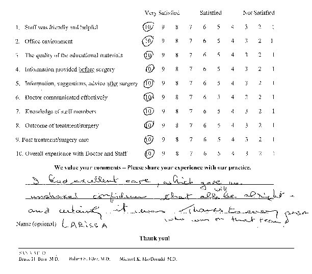 Eye Doctor Robert Filer Treatment Survey 