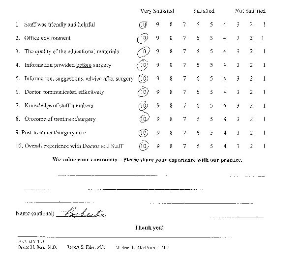 Doctor Robert Filer Procedure Survey