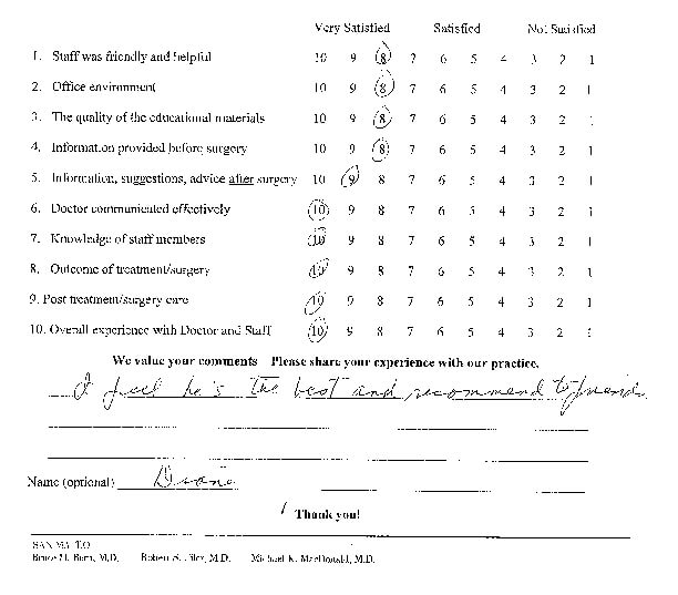 Robert Filer M.D. Patient Survey