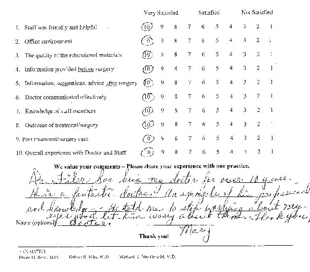 Ophthalmologist Robert Filer Patient Survey