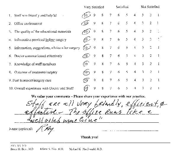 Ophthalmologist Robert Filer Survey