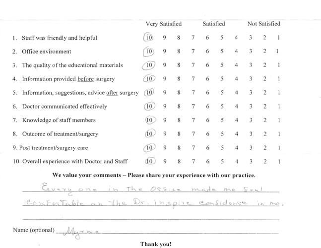 Filer Eye M.D. Patient Review